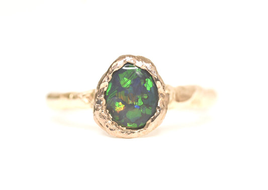 1.2ct Australian Black Opal and 18k Rose Gold. Edale, The Peak District.