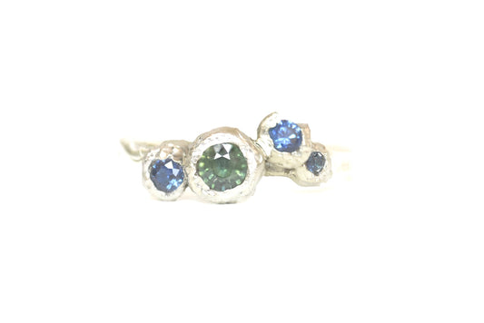 Multi Sapphire Ring. 925 Silver. Edale, The Peak District.